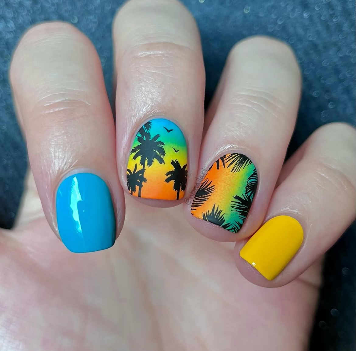 Golden Hour Palm Tree Silhouettes Nails
