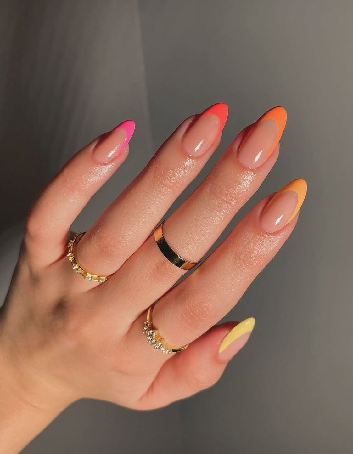 Tequila Sunrise Gradient Taper Nails