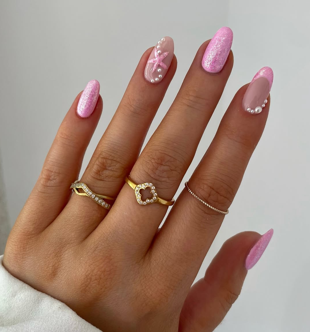 Pearl-Studded Barbie Core Mermaid Nails