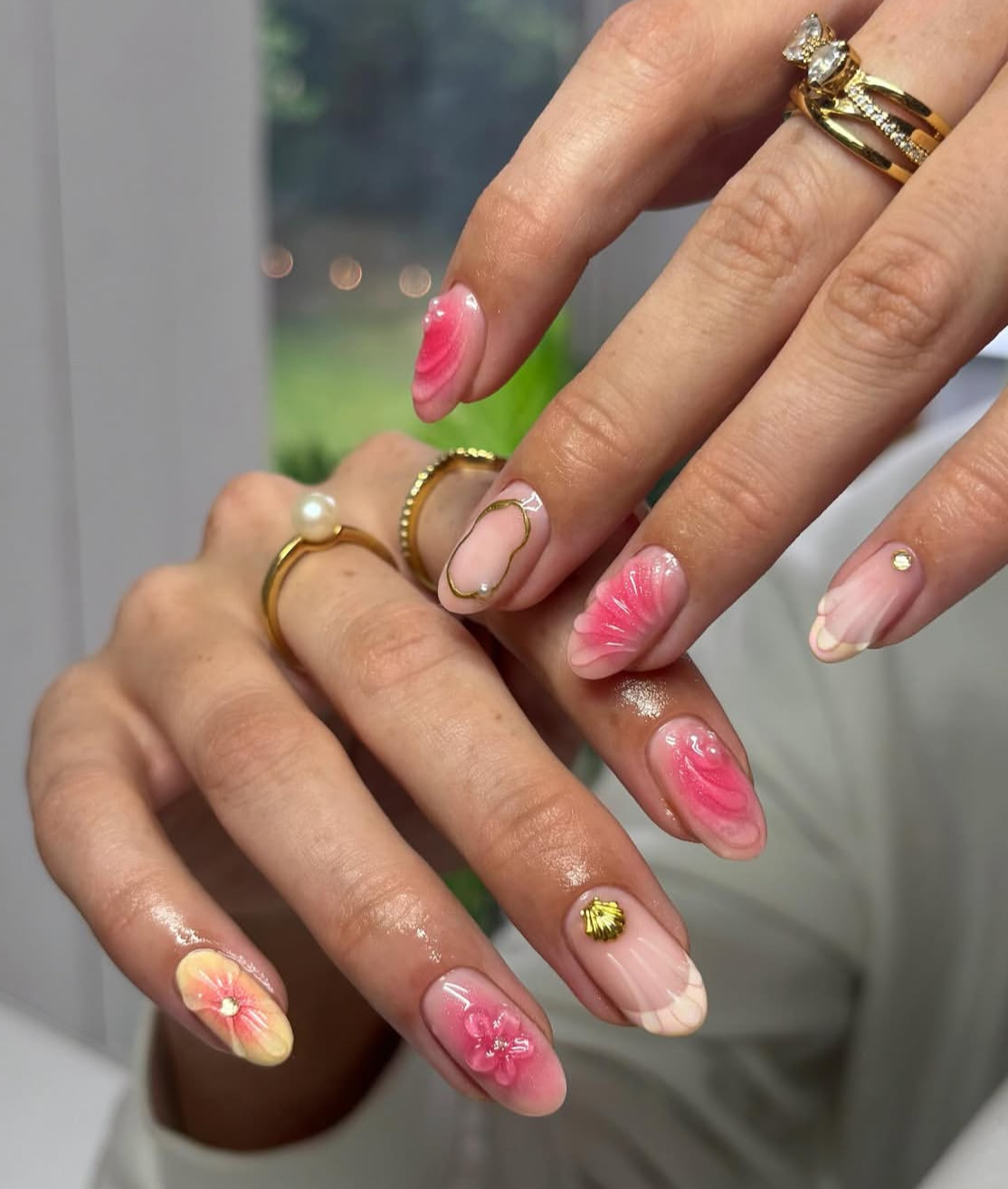 Peach Blossom Floral Dream Nails
