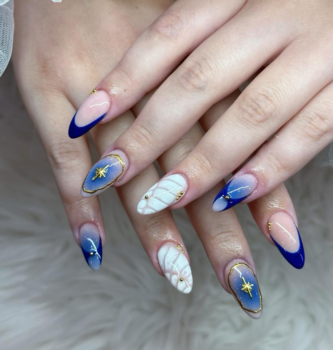 Midnight Blue French Twist nails